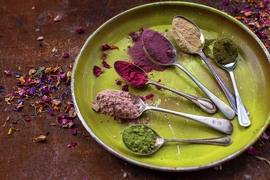 Natural Food Dyes For Baking Made From Powderd Edible Petals #1 Photograph by Lara Jane Thorpe