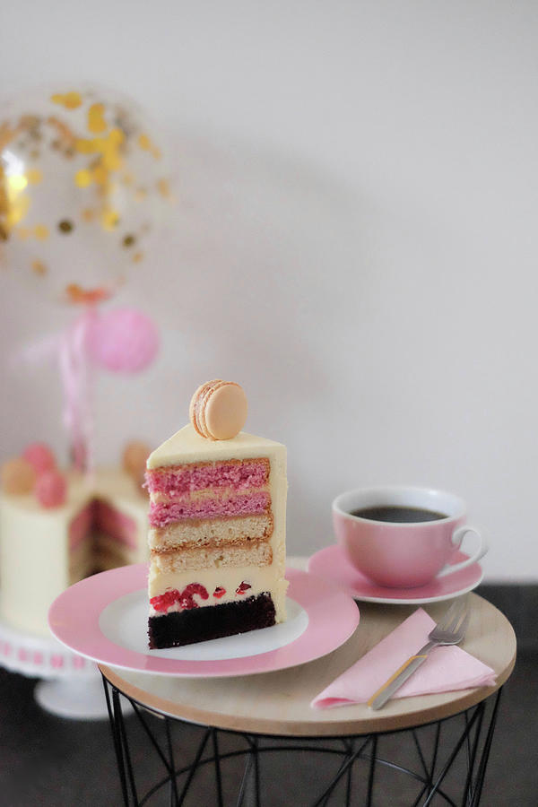 Fruit Photograph - Neapolitan Cake With Vanilla, Raspberries And Chocolate #1 by Marions Kaffeeklatsch