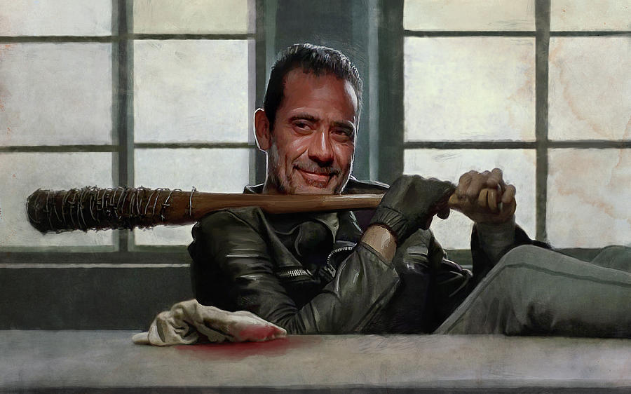 Baseball Bat Painting - Negan And Lucielle - The Walking Dead #1 by Joseph Oland