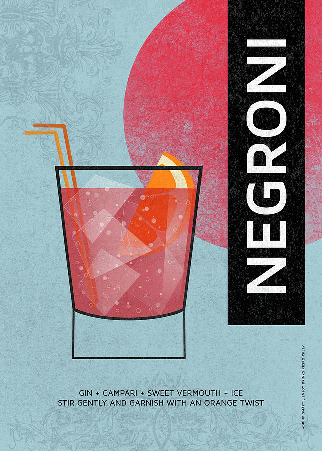 Cocktail Digital Art - Negroni cocktail #1 by Dennson Creative