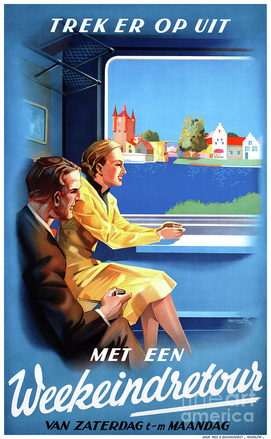 Holland Dutch Netherlands American Airlines Vintage Travel Advertisement Poster