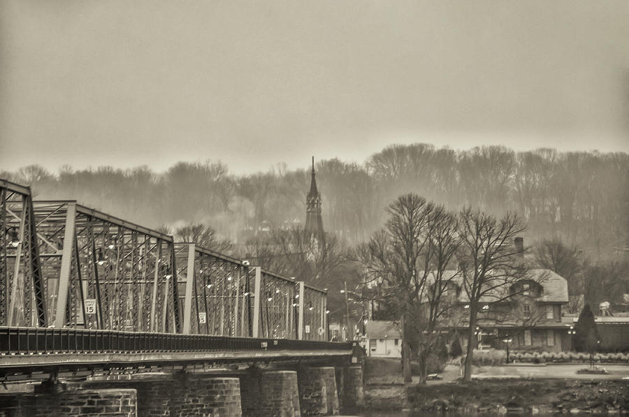 New Hope - Lambertville Bridge in Sepia #1 Photograph by Bill Cannon