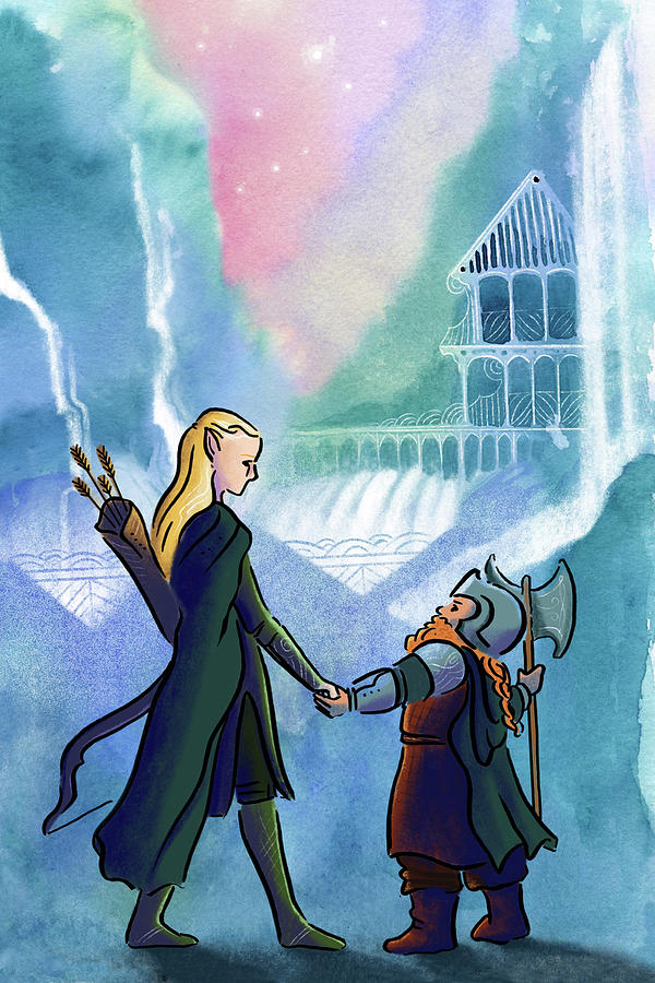 Legolas and Gimli Mixed Media by Kathryn Holeman
