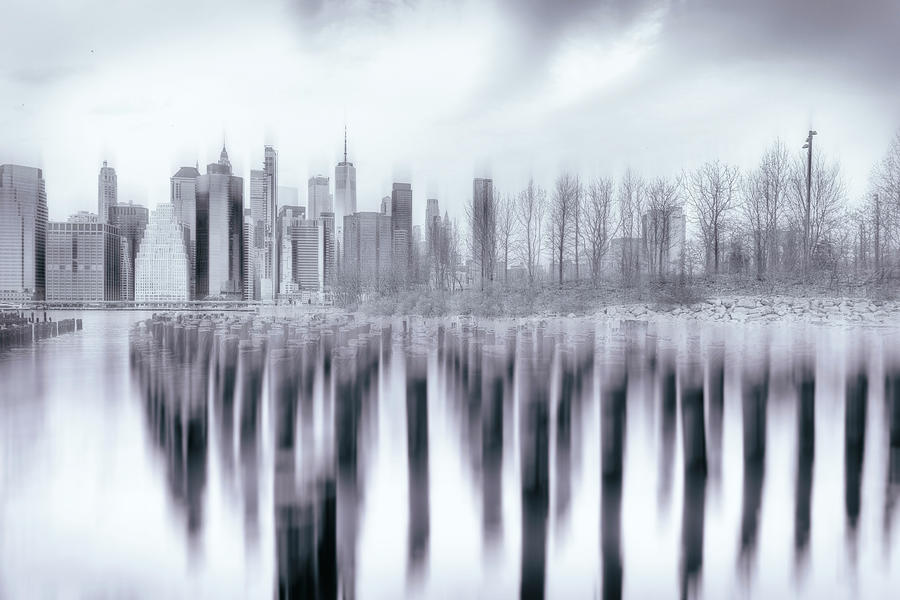 New York City, Downtown Manhattan Seen From Brooklyn #1 Digital Art by Lumiere