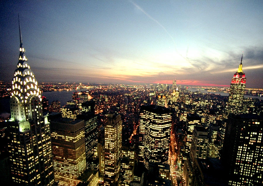 New York City Skyline At Dusk With The #1 Photograph by New York Daily News Archive