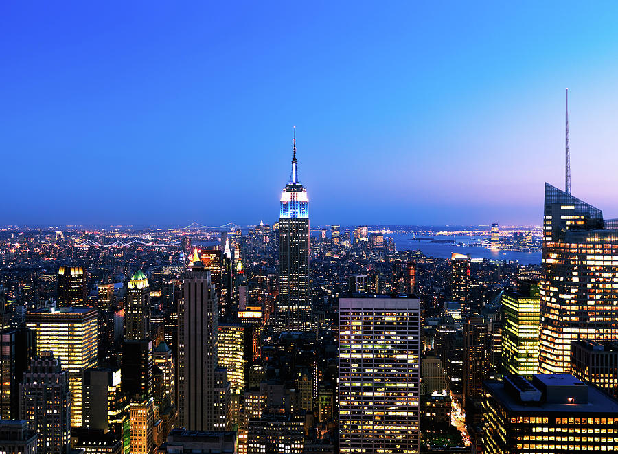 New York City Skyline At Night #1 Photograph by Mlenny