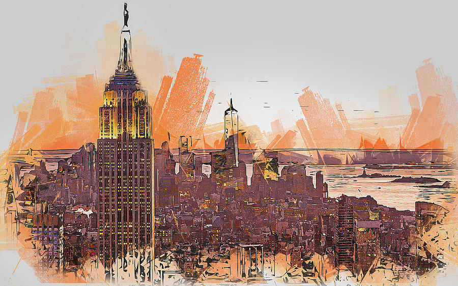 New York Panorama - 27 #1 Painting by AM FineArtPrints