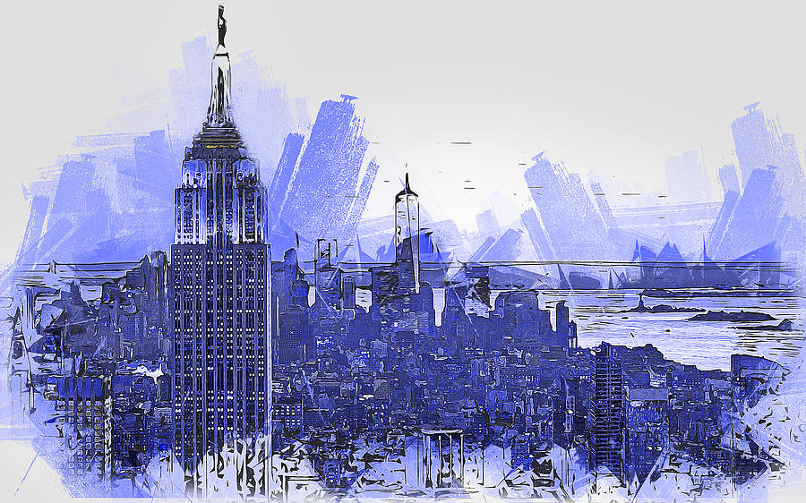 New York Panorama - 29 #1 Painting by AM FineArtPrints