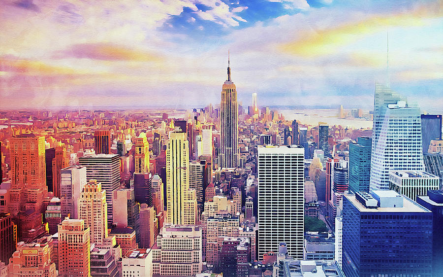 New York Panorama - 37 #1 Painting by AM FineArtPrints