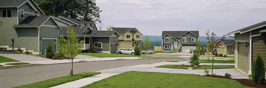 Newly Built Houses Along A Road #1 Photograph by Panoramic Images