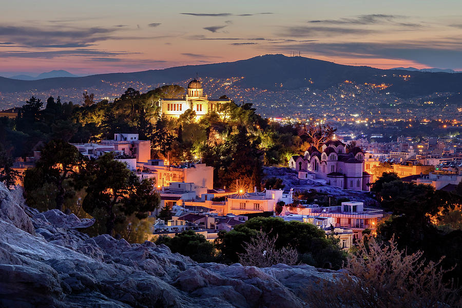 Night Cityscape, Athens, Greece #1 Digital Art by Claudia Uripos