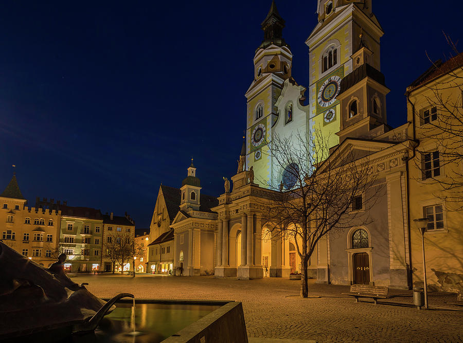 night view of main square in Bressanone #1 Photograph by Vivida Photo PC