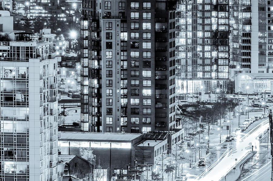 Nighttime Urban Sprawl Vancouver Photograph by Neptune - Amyn Nasser Photographer
