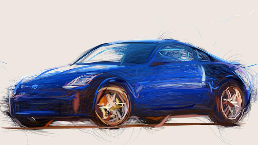 Nissan 350Z Draw Digital Art by CarsToon Concept Fine Art America