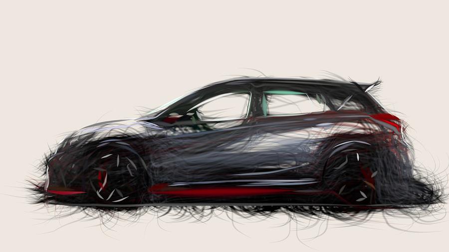 Nissan Pulsar Drawing #2 Digital Art by CarsToon Concept