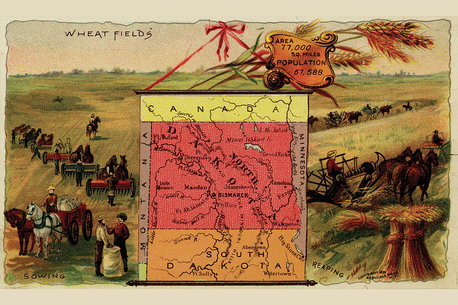 Map Painting - North Dakota #1 by Arbuckle Brothers