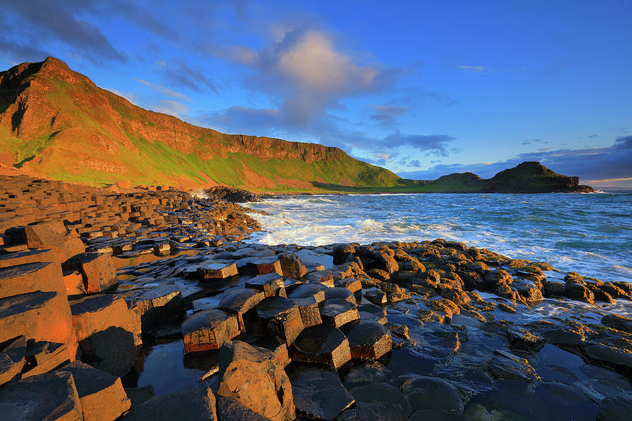 Northern Ireland, Antrim, Giants Causeway, Ulster, Coastal Landscape With Basaltic Columns & Rock Formations Of The Unesco Site #1 Digital Art by Riccardo Spila