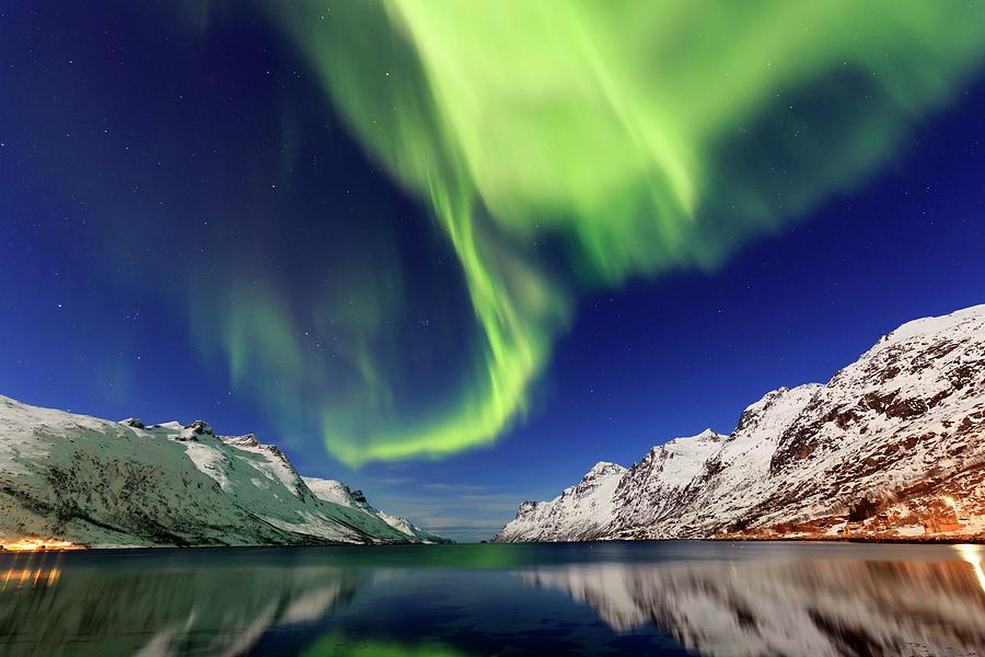 Northern Lights, Ersfjord, Norway #1 Digital Art by Roland Wittek