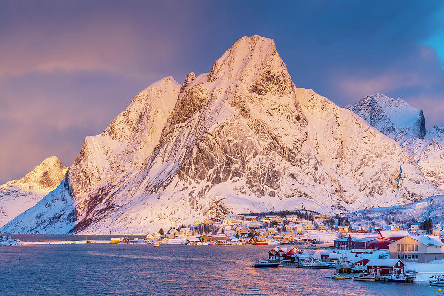 Norway, Nordland, Lofoten Islands, Moskenesoy, Reine Village #1 Digital Art by Sebastian Wasek