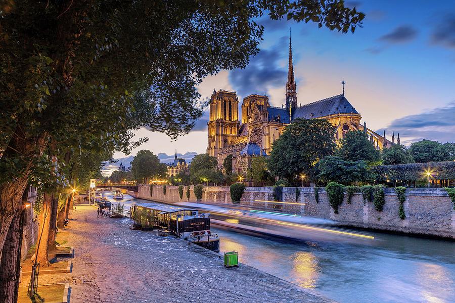 Notre Dame De Paris By River Seine Digital Art by Alessandro Saffo ...