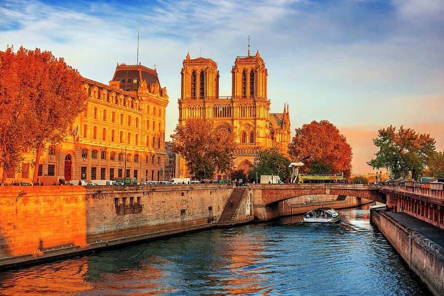 Notre Dame De Paris By The Seine River #1 Digital Art by Antonino Bartuccio