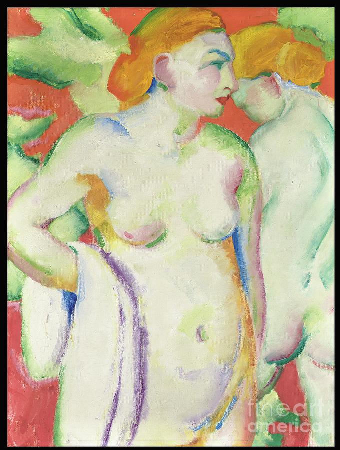 Nudes In Cinnabar Painting by Franz Marc