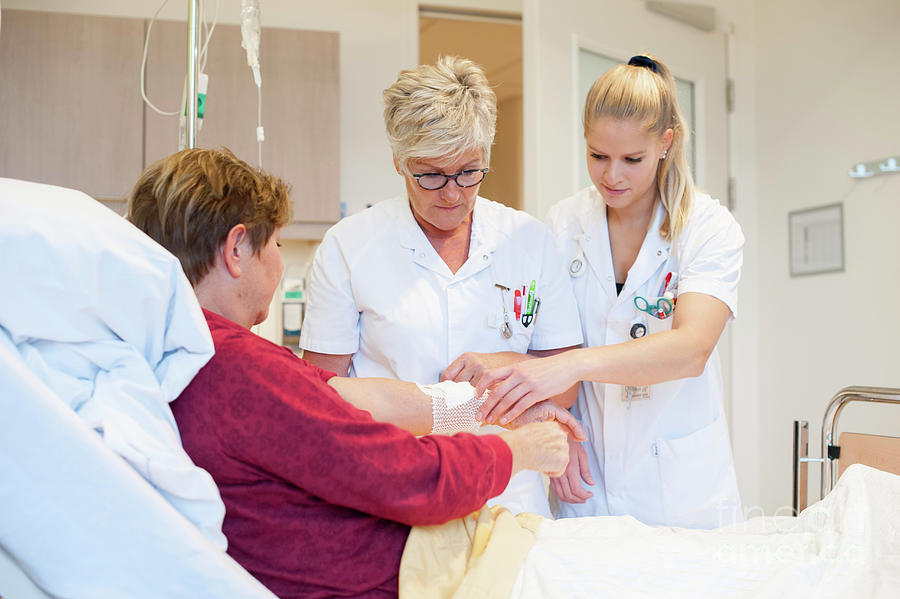 Nurse And Trainee Checking On A Patient #1 by Arno Massee/science Photo ...