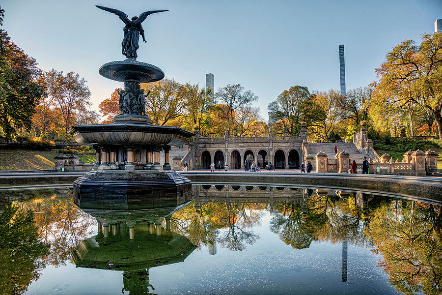 Ny, Nyc, Central Park, Bethesda Terrace, Bethesda Fountain #1 Digital Art by Lumiere
