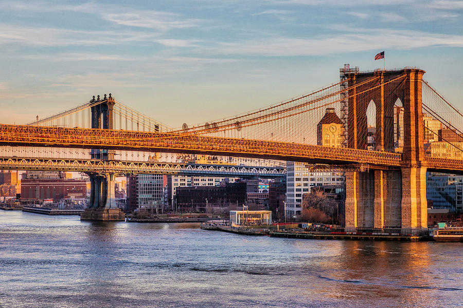 Nyc, Manhattan, Brooklyn Bridge Park And Brooklyn Bridge Digital Art by ...