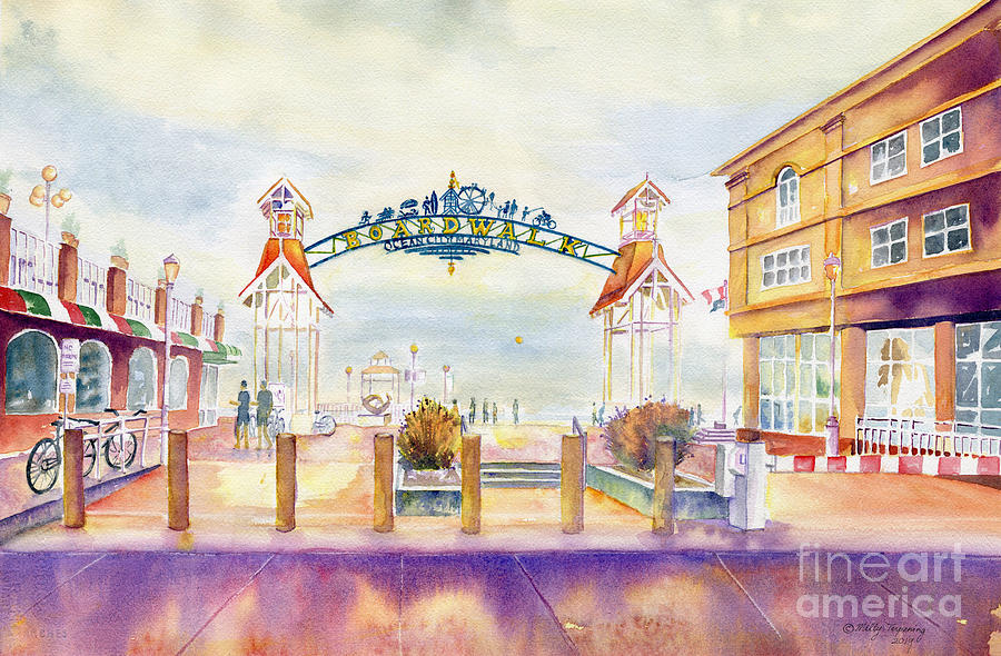 Ocean City Boardwalk Maryland  Painting by Melly Terpening