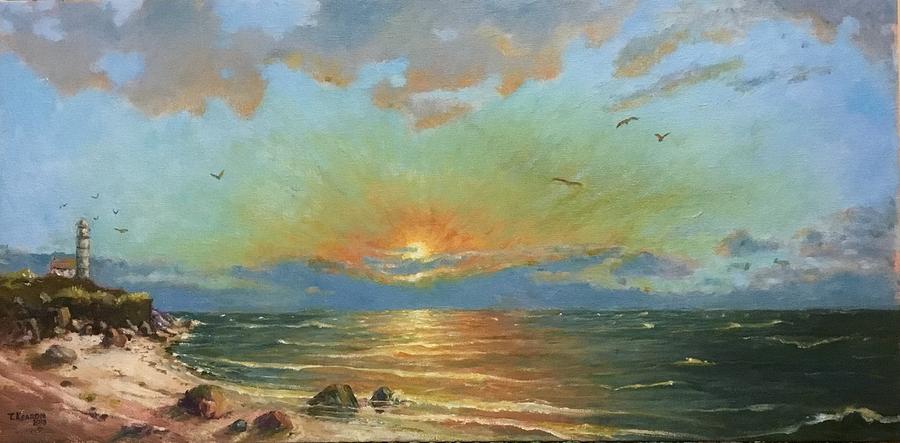 Ocean Sunset #1 Painting by Thomas Kearon