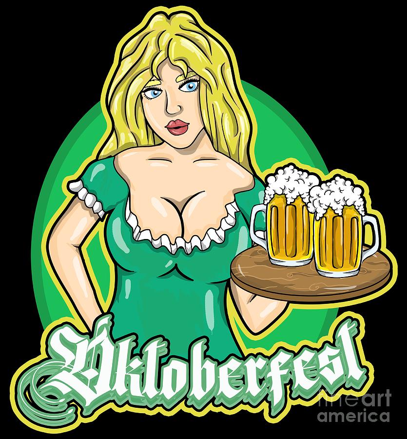 Beer Digital Art - Oktoberfest Waitress In A Dirndl #1 by Mister Tee