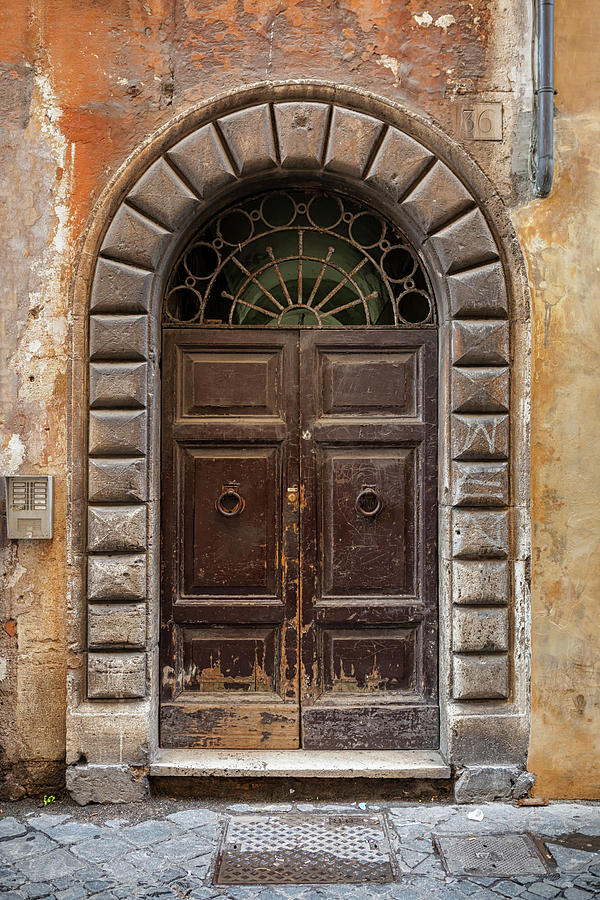 Old Big Wooden Door With Knocker #1 Photograph by Luckyraccoon