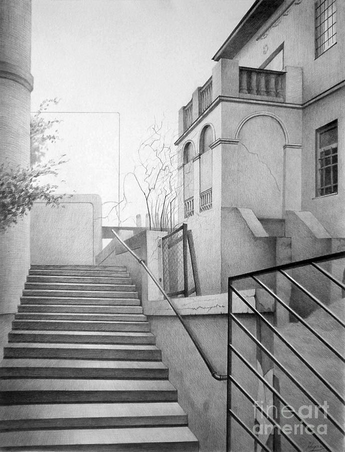 Building Drawing - Old buiding by Igal Kogan Building Drawing - Old buiding by Igal Kogan