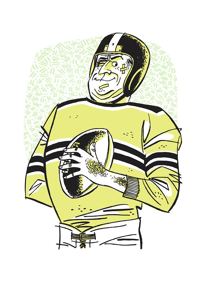 Old Football Player Drawing by CSA Images - Fine Art America