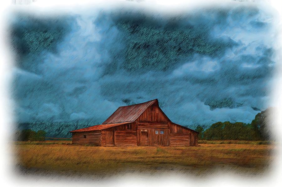 Old Log Barn A Colored Pencil Sketch Photograph By Robert Kinser