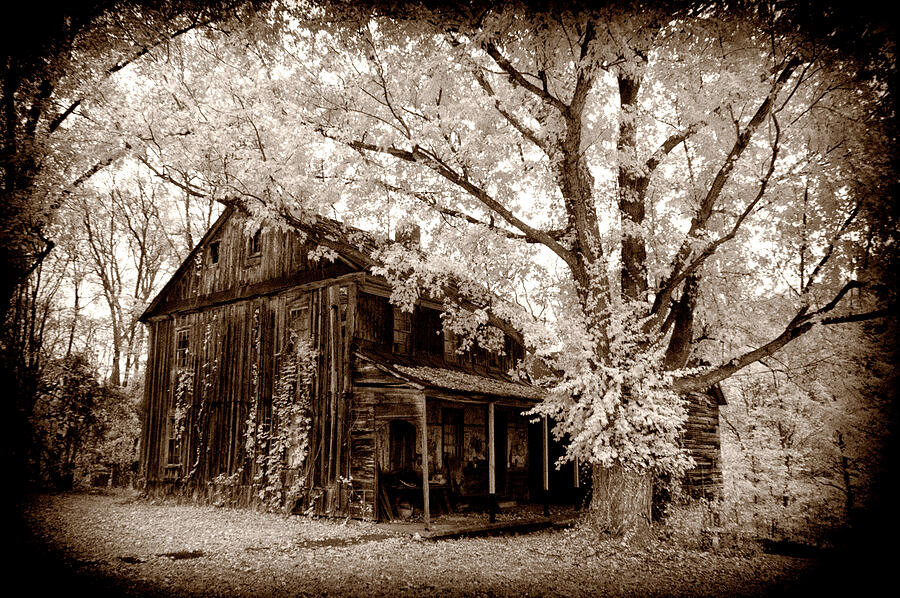 Old toned Infrared farm house Photograph by Paul W Faust - Impressions of Light