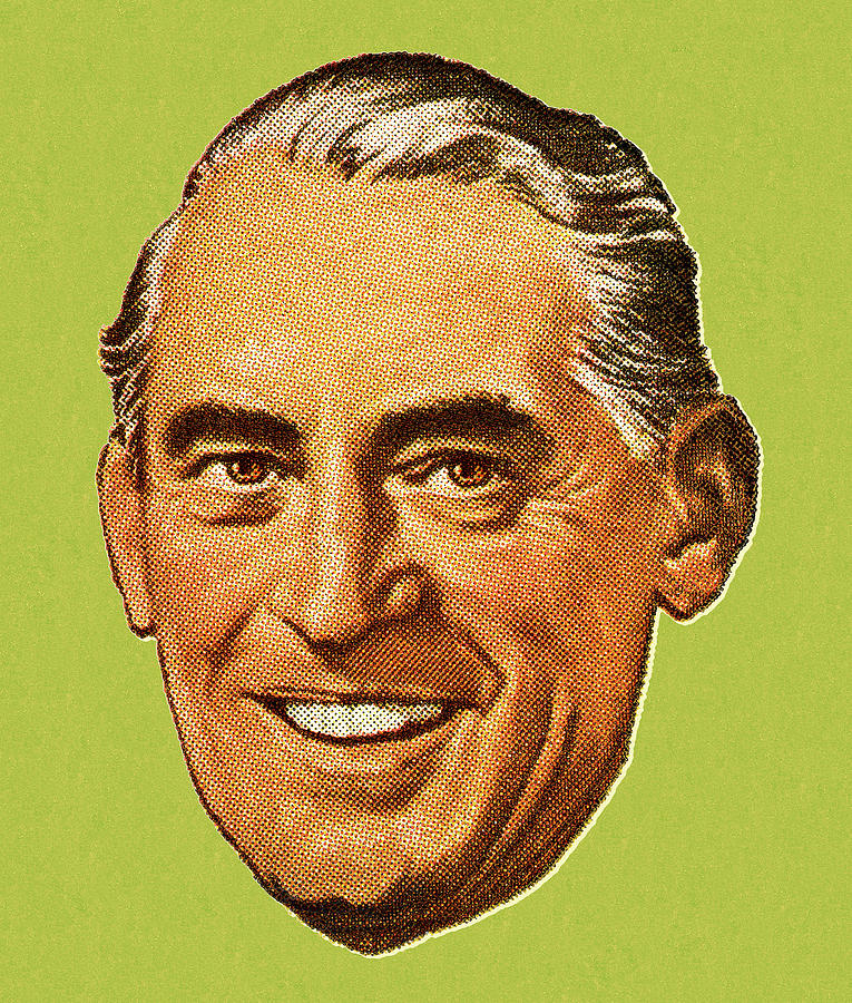 Vintage Drawing - Older Man Smiling #1 by CSA Images