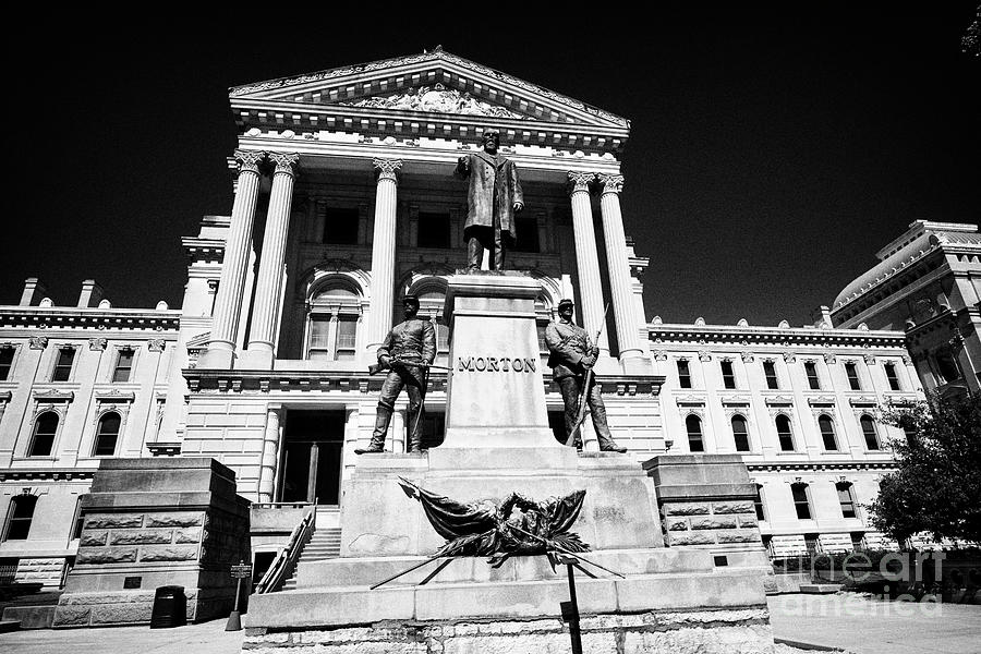Indianapolis Photograph - Oliver P. Morton monument outside the indiana statehouse state capitol building indianapolis indiana #1 by Joe Fox