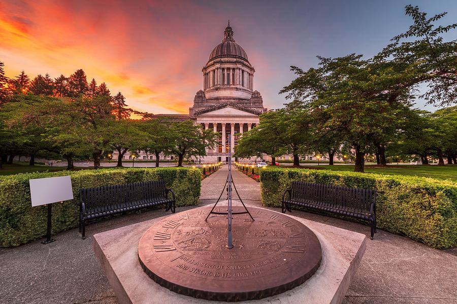 Tree Photograph - Olympia, Washington, Usa State Capitol #1 by Sean Pavone