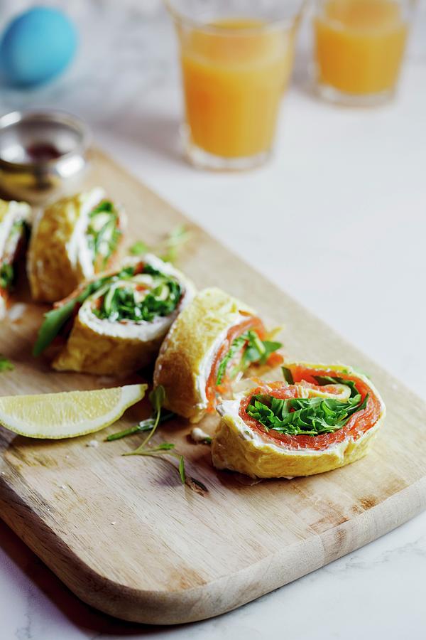 Omelette Rolls With Smoked Salmon #1 Photograph by Great Stock!