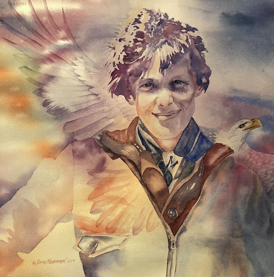 On Eagles Wings #1 Painting by Tara Moorman