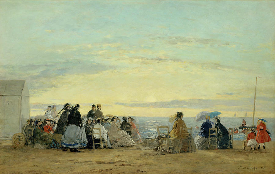 On the Beach, Sunset. #1 Painting by Eugene Boudin