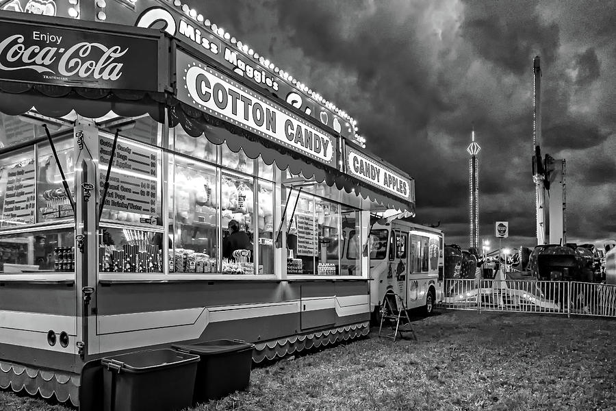 On The Midway - Temptations Of The Night 4 Bw Photograph