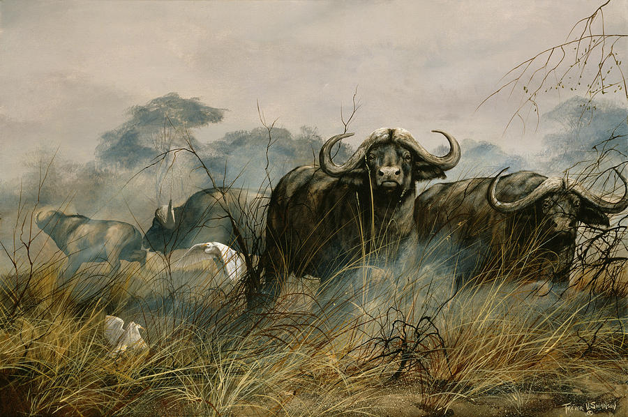 Water Buffalo Painting - On The Move #1 by Trevor V. Swanson