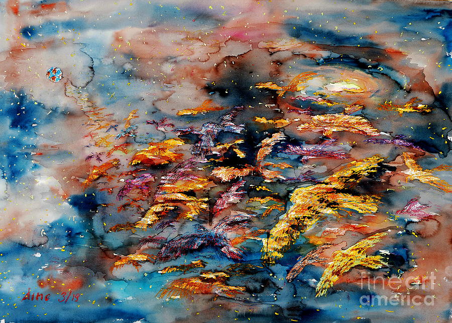On the Wings of the Night #1 Painting by Almo M