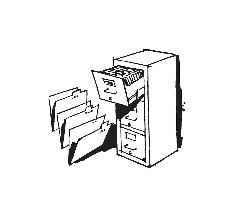 Open File Drawer with Three Files Drawing by CSA Images Fine Art America