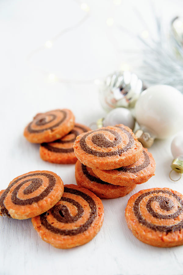 Orange And Chocolate Pinwheel Biscuits #1 Photograph by Victoria Firmston