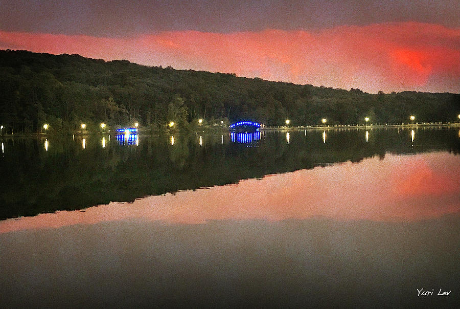 Sunset Mixed Media - Orange New Jersey Reservoir #2 by Yuri Lev