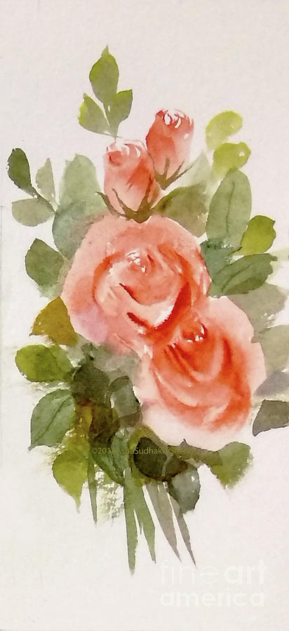 Orange roses #1 Painting by Asha Sudhaker Shenoy